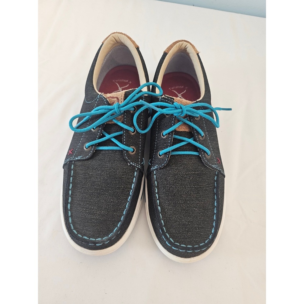 Western Twisted X WCA0029 Driving Moc Womens 7.5 Charcoal Turquoise Leather Shoe